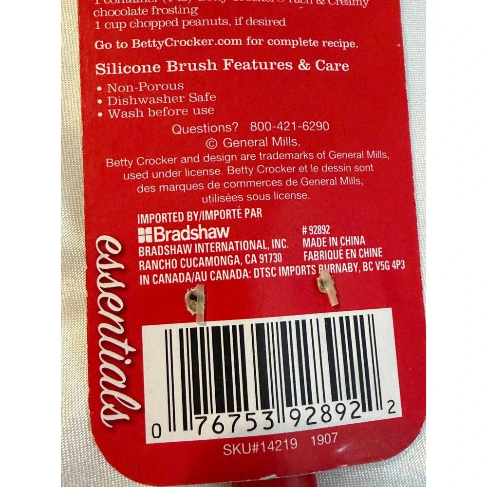 Betty Crocker Red Silicone Basting Brush Essentials Dishwasher Safe New